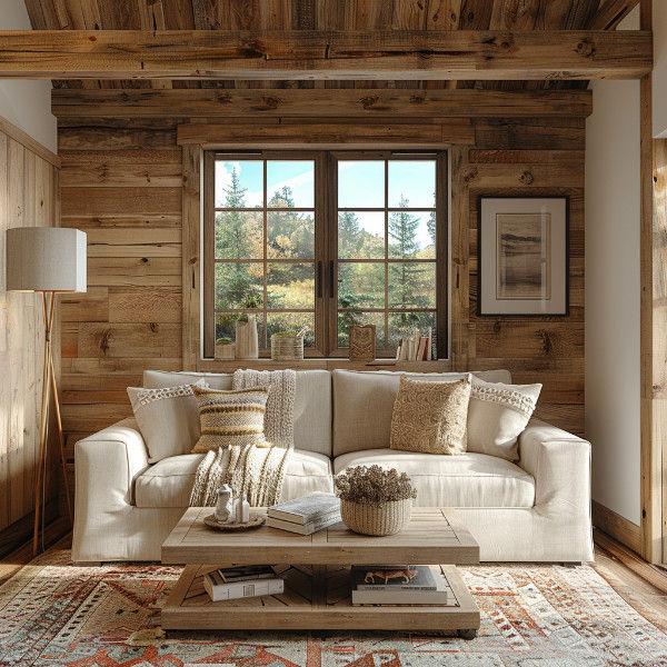 Clean and organized living room.