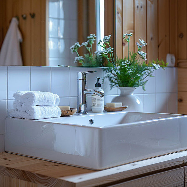 Clean cabin bathroom sink