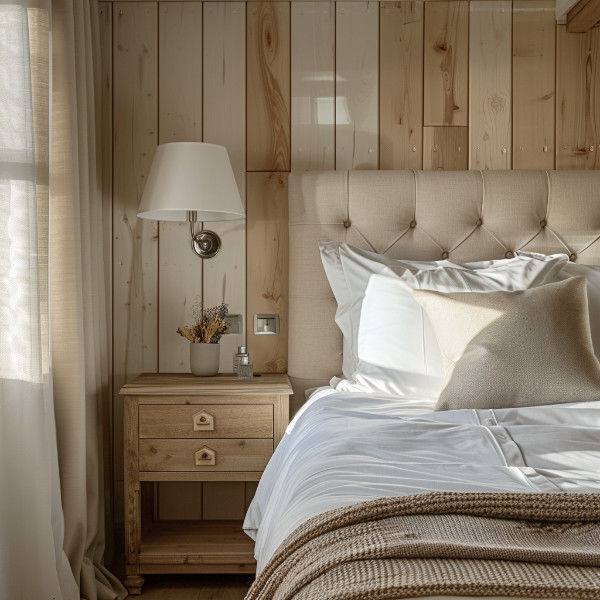 Clean cabin bedroom